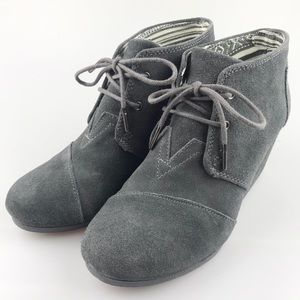 Toms Dark Grey Lace Up Wedge Bootie